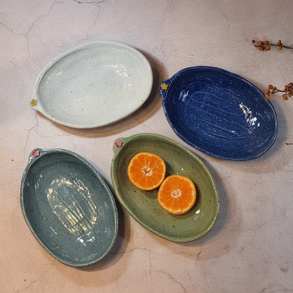 Bosan Pottery - Plum Blossom Porcelain Oval Plate Cheap